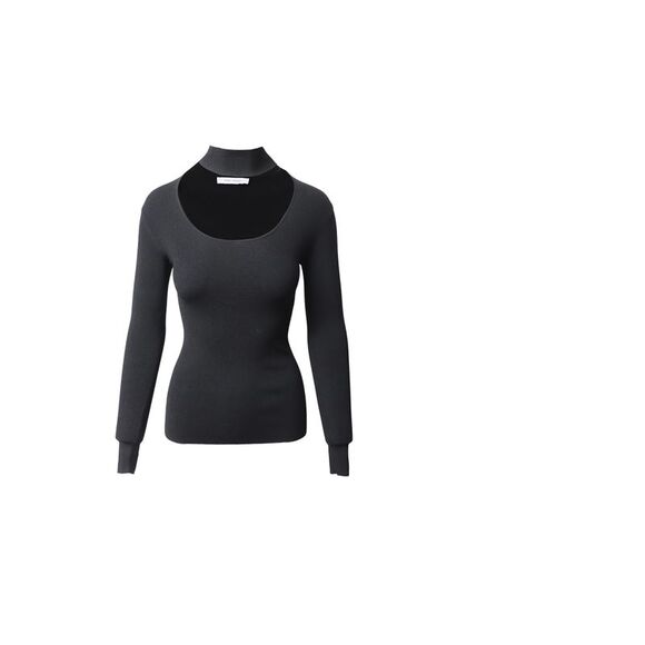 Ninety Percent Turtleneck Cutout Top in Black Viscose - Picture 1 of 8